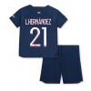 Koszulka piłkarska Paris Saint-Germain Lucas Hernandez #21 Strój Domowy dla dzieci 2023-24 tanio Krótki Rękaw (+ Krótkie spodenki)